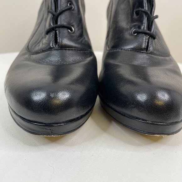 Vintage Womens Lace Up Leather Ankle Boots 9.5 Black Whimsigoth Fairy Grunge - Picture 2 of 16